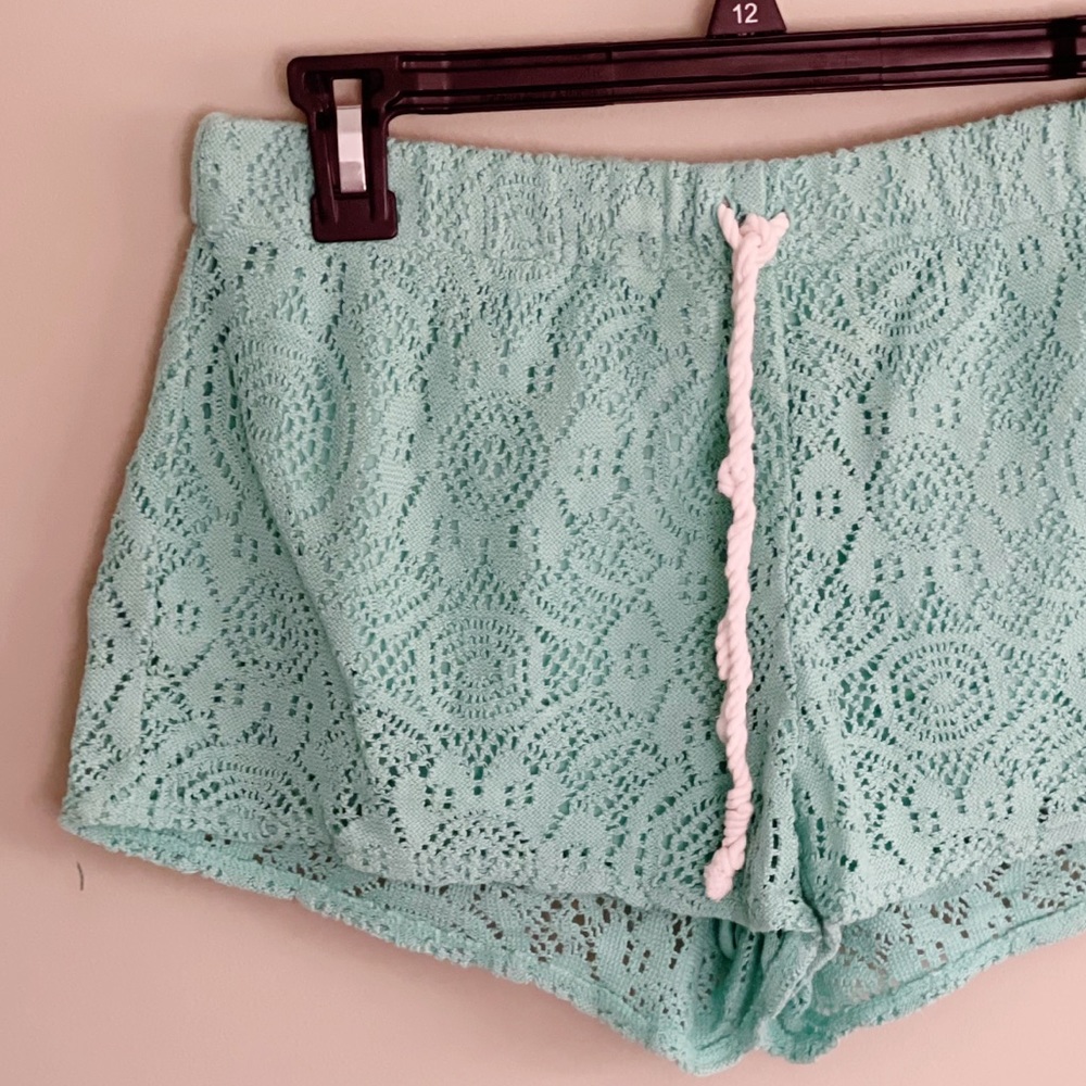 Aerie Teal Crochet Shorts Size Small - Picture 3 of 9
